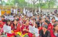 এসসি-এসটি সংরক্ষিত শূন্যপদ পূরণ ও রোমান হরফে ককবরক পাঠ্যপুস্তকের দাবিতে টিএসএফ-র গণঅবস্থান